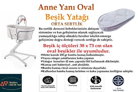 Chicco Baby Uyumlu Anne Yanı Oval 38x73x8 Cm Bambu Beşik Yatağı