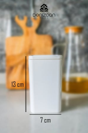 12'li 500 ml Vakumlu  Porselen Görünümlü Akrilik Baharatlık - Saklama Kabı Etiket Hediyeli