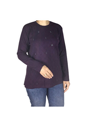 KADIN MİMOZA ÖNÜ TAŞLI BÜYÜK BEDEN ANNE BLUZ