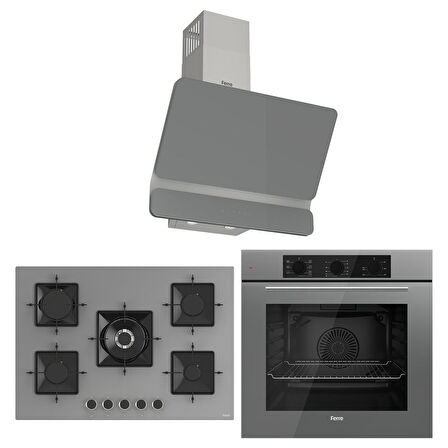 Ferre Ss Serisi Gri 5 Gözlü Ankastre Set ( QBL62CPR-SS038-D082 )