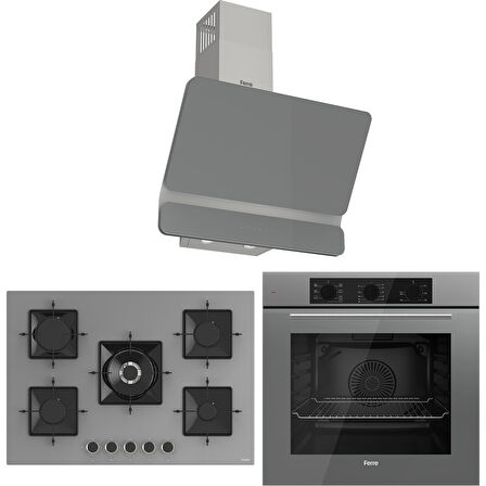 Ferre Ss Serisi Gri 5 Gözlü Ankastre Set ( QBL62CPR-SS038-D082 )