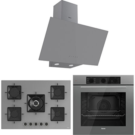 Ferre Ss Serisi Gri 5 Gözlü Ankastre Set ( QBL62CPR-SS038-D079 )