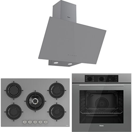 Ferre Rs Serisi Gri 5 Gözlü Ankastre Set ( QBL62CPR-RS038-D079 )