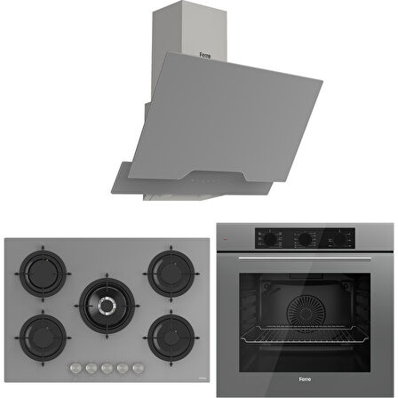 Ferre Rs Serisi Gri Cam  5 Gözlü Ankastre Set ( QBL62CPR-RS038-D065 )