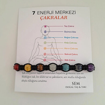7 Enerji Merkezi Çakra Doğal Taş Erkek Bilekliği İpli 