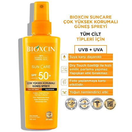 Bioxcin Sun Care Çok Yüksek Korumalı Tüm Ciltler İçin Güneş Spreyi Spf 50+ 200 ml