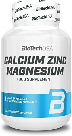 BioTechUSA Calcium Zinc Magnesium Mineral Complex Immune Health Energy Stress Management 100 Tablet
