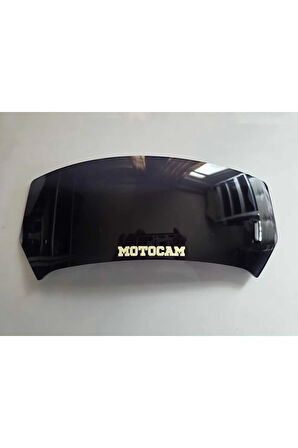 MOTOCAM Rüzgar Saptırıcı Deflektör Camı 1 Delikli 32x12cm Siyah Renkli   (APARATSIZDIR)
