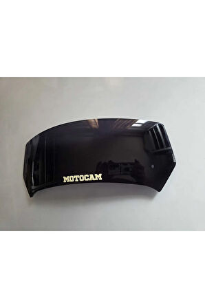 MOTOCAM Rüzgar Saptırıcı Deflektör Camı 1 Delikli 32x12cm Siyah Renkli   (APARATSIZDIR)