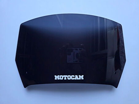MOTOCAM Rüzgar Saptırıcı Deflektör Camı 1 Delikli 32x18cm Siyah Renkli   (APARATSIZDIR)