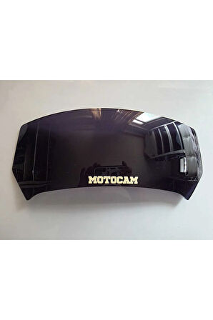 MOTOCAM Rüzgar Saptırıcı Deflektör Camı 1 Delikli 35x12cm Siyah Renkli   (APARATSIZDIR)