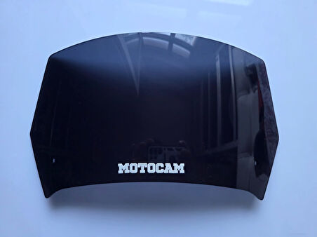 MOTOCAM Rüzgar Saptırıcı Deflektör Camı 1 Delikli 35x18cm Siyah Renkli   (APARATSIZDIR)