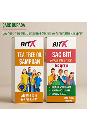 Bitex - Çay Ağacı Özlü Şampuan + Saç Biti ve Yumurtaları İçin Sprey (Tarak Hediyeli)
