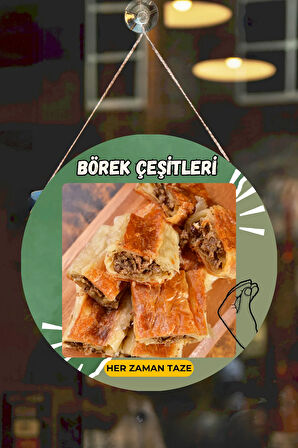 Börek Salonu için Duvar, Kapı, Çift Taraflı Askılı Pano Karşılama Tabelası, Börek Dükkanı Tablo Süsü