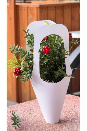 10 Adet Kokina Çiçeği İçin Beyaz Lüks Çanta – Kağıt Saksı, Buket ve Saksı Çiçek Taşıma Çantası