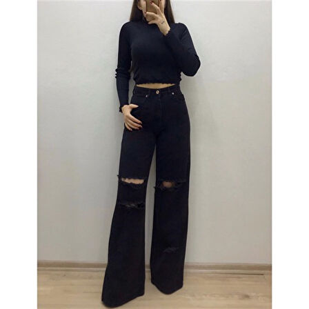 Kadın yırtıklı model bol pantolon 544657641