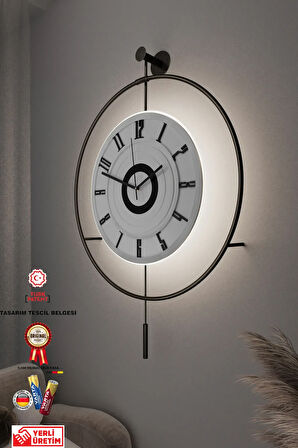 Black Fred-xxl (60X80 CM)-(3 Pil Ile Gelir ) Led Kristal - Modern Metal Duvar Saati