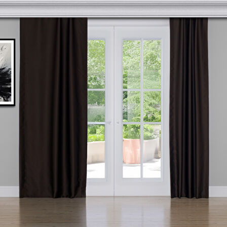 Gauze Fabric Design BLACKOUT KOYU KAHVERENGI KARARTMA ÖZELLİKLİ FON PERDE 375 x 250