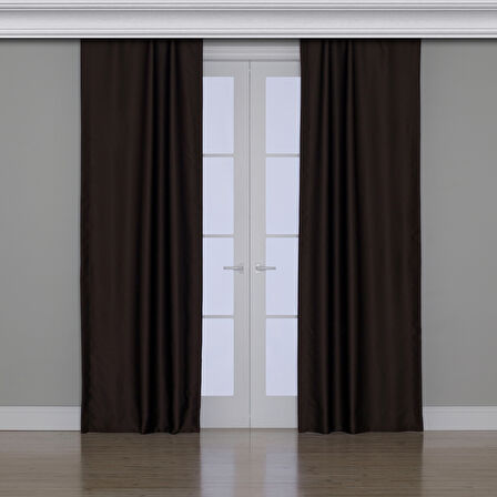 Gauze Fabric Design BLACKOUT KOYU KAHVERENGI KARARTMA ÖZELLİKLİ FON PERDE 375 x 250