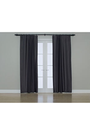 Gauze Fabric Design Blackout Antrasit KARARTMA ÖZELLİKLİ FON PERDE 225 x 270