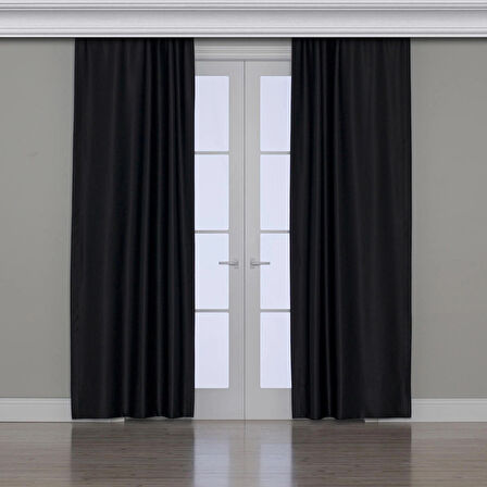 Gauze Fabric Design BLACKOUT SİYAH KARARTMA ÖZELLİKLİ FON PERDE 125 x 260