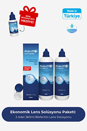 Blefaritto 360 ml 2 Adet Lens Solüsyonu Çanta Boy 60 ml Çanta Boy Hediye Son Kullanım Tarihi: 01.2027