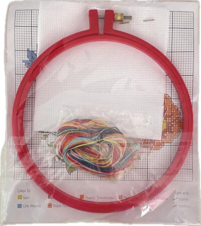 Kanaviçe Kit Nakış Seti Güller Ve Kuş Plastik Kasnaklı 19Cm