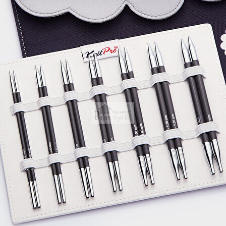 KnitPro Karbonz Deluxe Değiştirilebilir Misinalı Şiş Seti + Balım Örgü Evi Şiş Ölçer 41631