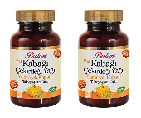 2 Adet Balen Kabak Çekirdeği 1000 Mg 100 Yumuşak Kapsül