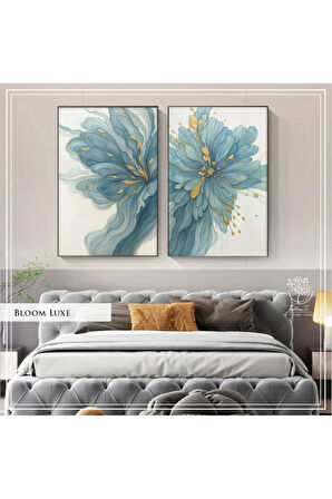 Metal Çerçeveli Gerçek Camlı 2'li BloomLuxe Tablosu