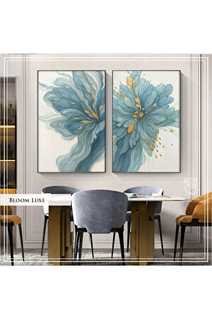 Metal Çerçeveli Gerçek Camlı 2'li BloomLuxe Tablosu