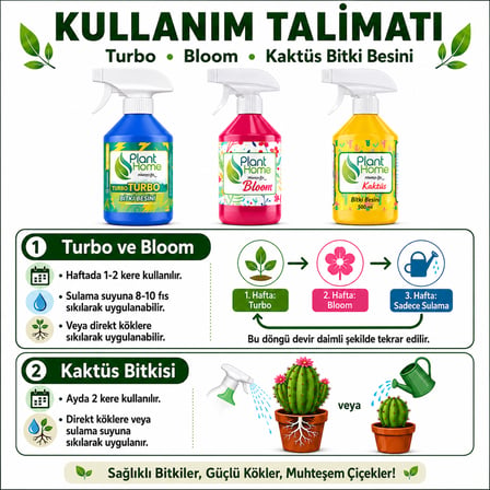 Bitki Besini Üçlü Bakım Seti Turbo Bloom ve Kaktüs 3x500 ml