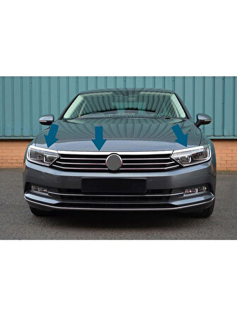 Vw Passat B8 Krom Ön Far Kaşı Çıtası 3 Parça Paslanmaz Çelik 2015-2018 