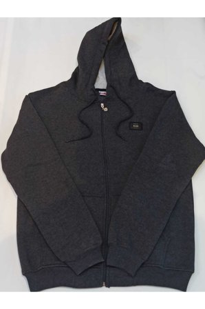 Massi Unisex Koyu Gri Büyük Beden İçi Kalın Yumuşak Kapüşonlu Fermuarlı Polar Hırka