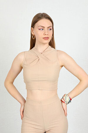 Kısa Kol Yaka Detay Kadın Bady Bluz