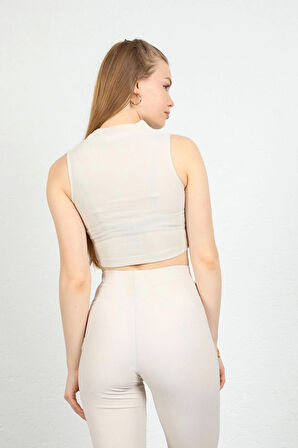 Kısa Kol Yaka Detay Kadın Bady Bluz