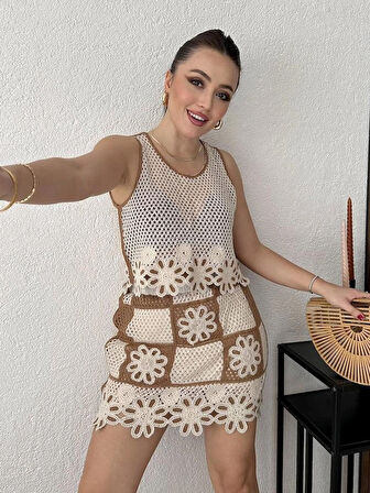 Örgü Ajurlu Bluz Ve Etek Takım - Yazlık Şık Dikkat Çekici Kombin