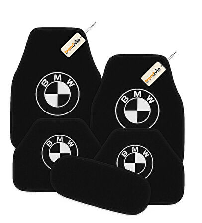 Siyah Renk BMW Logolu 5’li Oto Halı Paspas Takımı – Premium Kalite, Kaymaz, Tüm Sezon Kullanımına Uygun