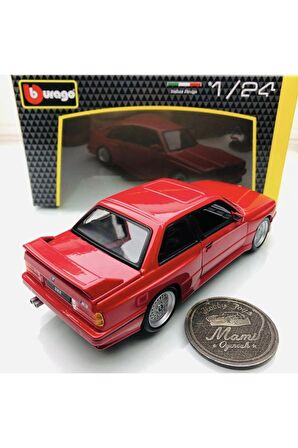 Yeni - New 1988 BMW M3 (E30) Red 1:24 Ölçek Burago Marka