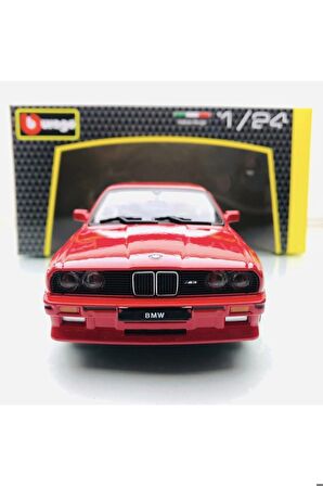 Yeni - New 1988 BMW M3 (E30) Red 1:24 Ölçek Burago Marka