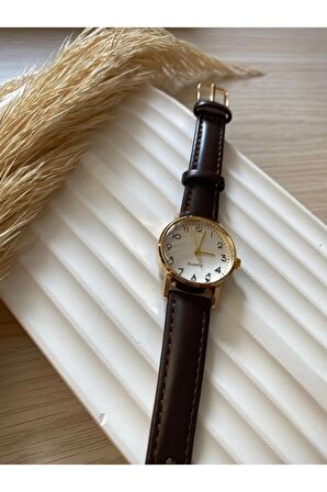 Bs Stıll Minimal Vintage Kadın Kol Saati Retro Quartz Deri Kordon 1 Adet