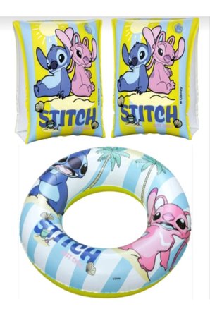 Stitch Çocuk Yüzme Simidi 56 cm ve Stitch Çocuk Yüzme Kolluk 23 cm 3-6 yaş 2'li set