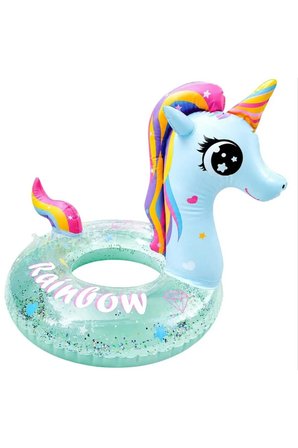 Sevimli Simli Unicorn Figürlü Çocuk Şişme Deniz Havuz Simidi 65 cm