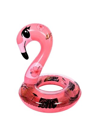 Sevimli Çocuk Flamingo Başlı Simli Şişme Deniz Havuz Simidi 64 cm