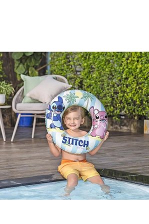 Lisanslı Stitch Çocuk Yüzme Simidi 56 CM ve Lisanslı Stitch Çocuk Yüzme Kolluk 23 Cm 3-6 Yaş 2'li Set