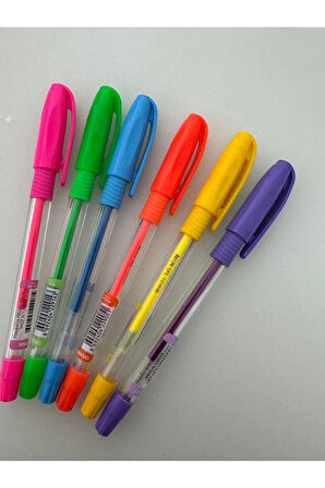 Tükenmez Kalem Jel Pvc 1.0 MM Neon 6 Adet Karışık Renk