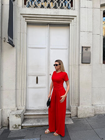 Kadın Viskon 3’lü Takım – Kimono + Beli Lastikli Salaş Pantolon + Kısa Kol (Tshirt) – 8 Renk