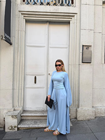 Kadın Viskon 3’lü Takım – Kimono + Beli Lastikli Salaş Pantolon + Kısa Kol (Tshirt) – 8 Renk