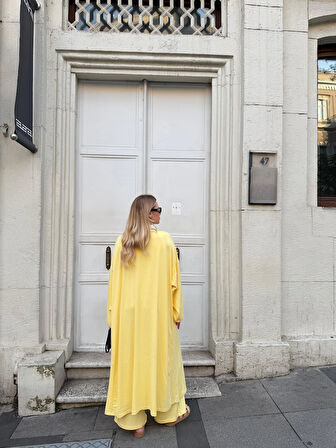 Kadın Viskon 3’lü Takım – Kimono + Beli Lastikli Salaş Pantolon + Kısa Kol (Tshirt) – 8 Renk