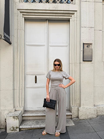 Kadın Viskon 3’lü Takım – Kimono + Beli Lastikli Salaş Pantolon + Kısa Kol (Tshirt) – 8 Renk